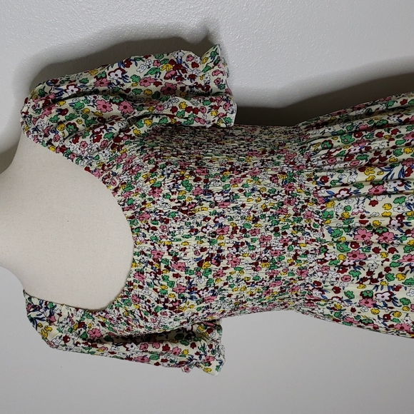 Boutique Boho Summer Floral Midi Dress Ruffle Calico Smocking Bohemian - Picture 8 of 14